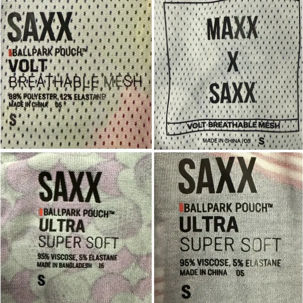 SAXX Boxer Briefs Mens Small 4 Pack Bundle BallPark Pouch NWT Performance NWT